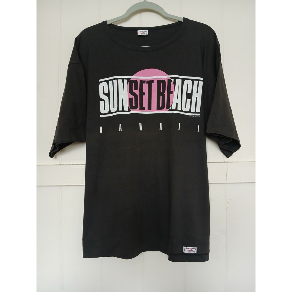 Vintage‎ SUNSET BEACH Hawaii Single Stitch Tee Mens L Made in USA Crazy Shirts